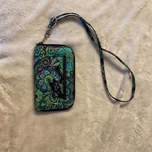 Vera Bradley wristlet wallet, Blue, green & purple